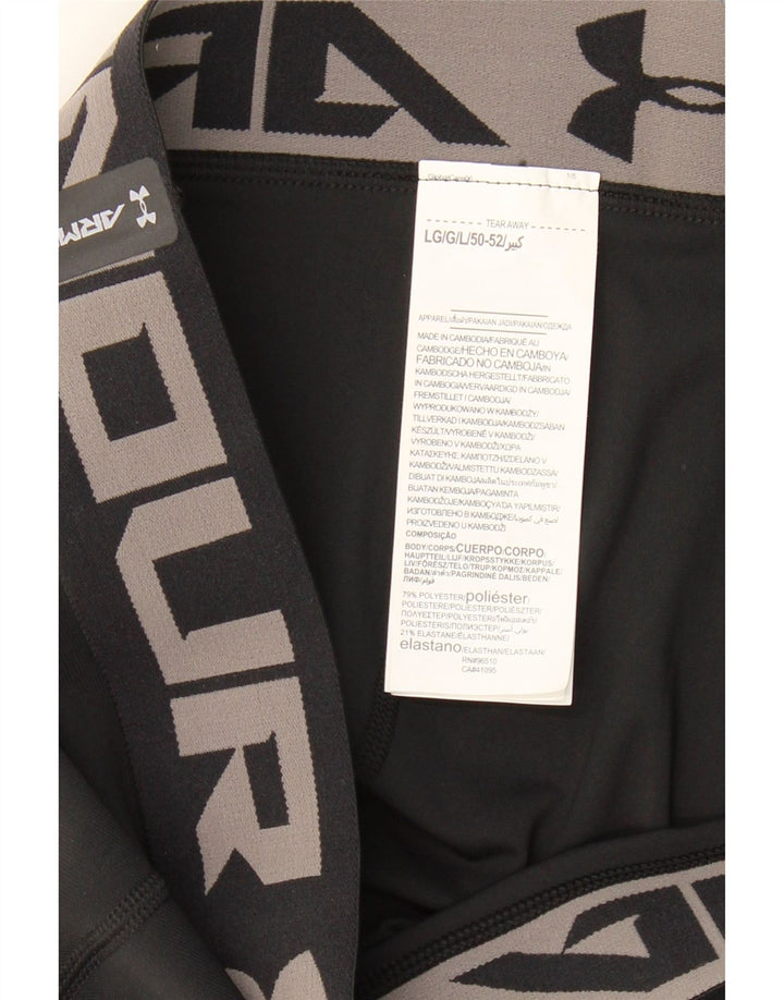 UNDER ARMOUR Womens Crop Graphic Leggings UK 14 Large  Black Polyester
