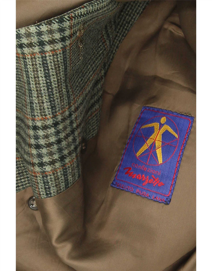 Abrigo de doble botonadura Marzotto para hombre UK 38 Pata de gallo verde medio