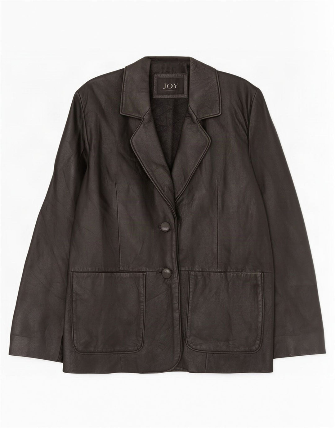 Joy Chaqueta Blazer de Cuero con 2 Botones para Mujer EU 42 Grande Negro
