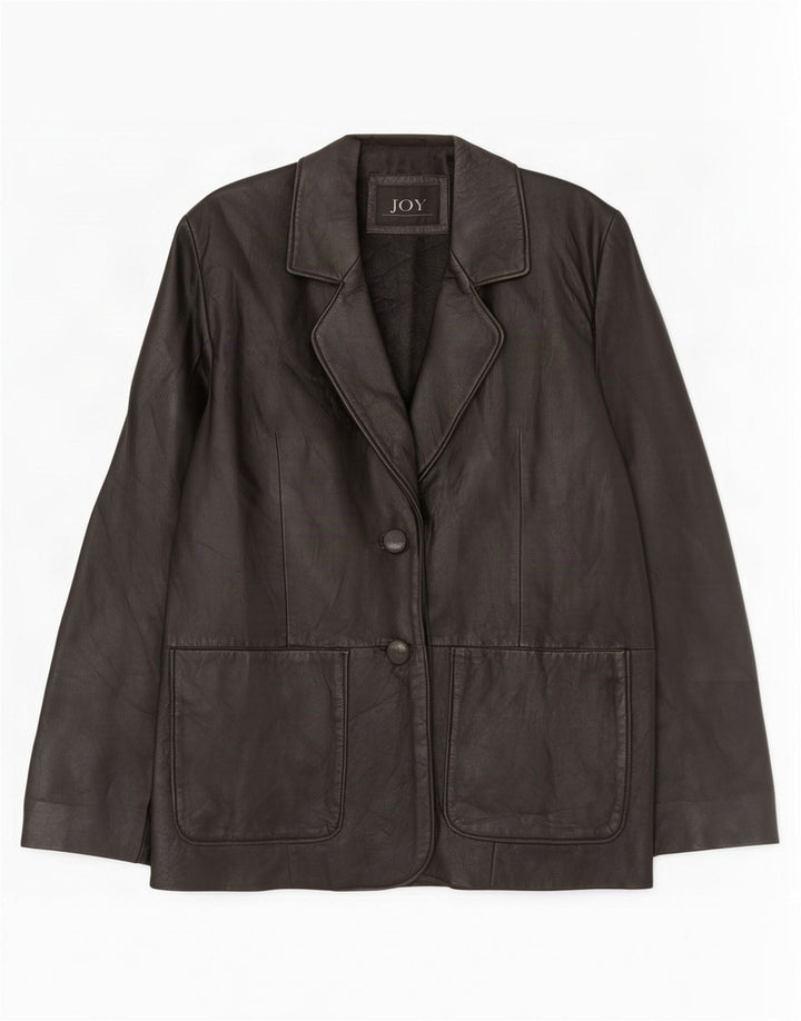 Joy Chaqueta Blazer de Cuero con 2 Botones para Mujer EU 42 Grande Negro