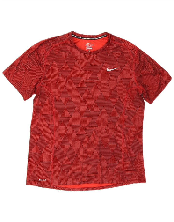 Camiseta Nike Dri Fit para hombre, talla grande, color rojo geométrico