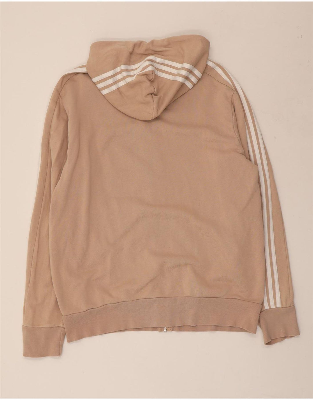 ADIDAS Sudadera con capucha y cremallera para mujer Reino Unido 16 Grande Algodón beige