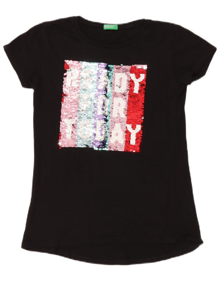 Benetton Camiseta Estampada para Mujer UK 40 Small Black