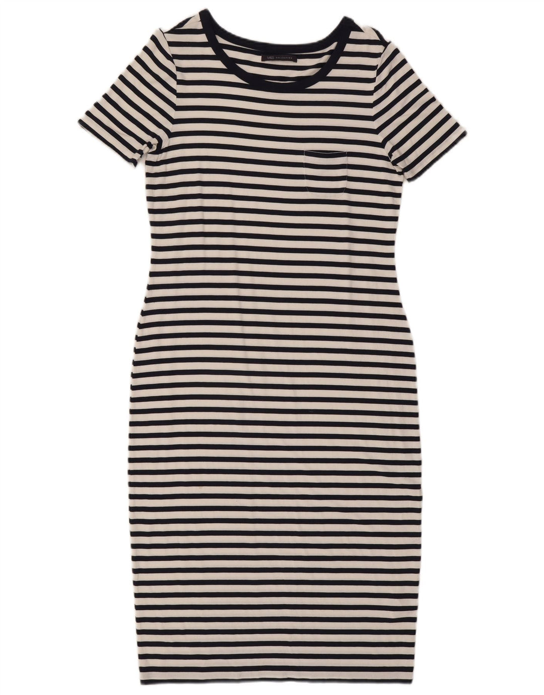 Marks & Spencer Vestido tubo para mujer UK 40 Medio Viscosa a rayas azul marino