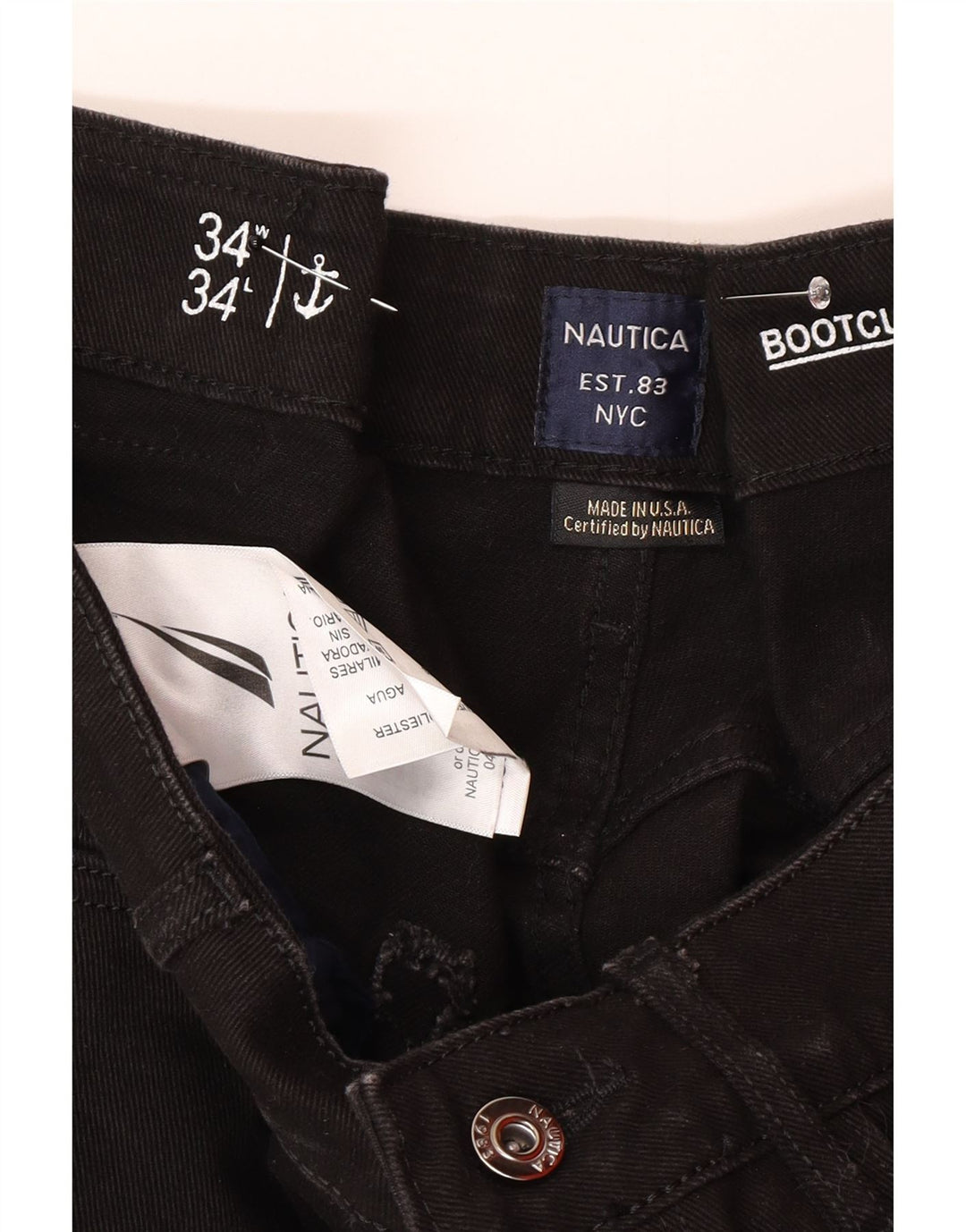 Nautica Vaqueros Bootcut para Hombre W34 L30 Algodón Negro