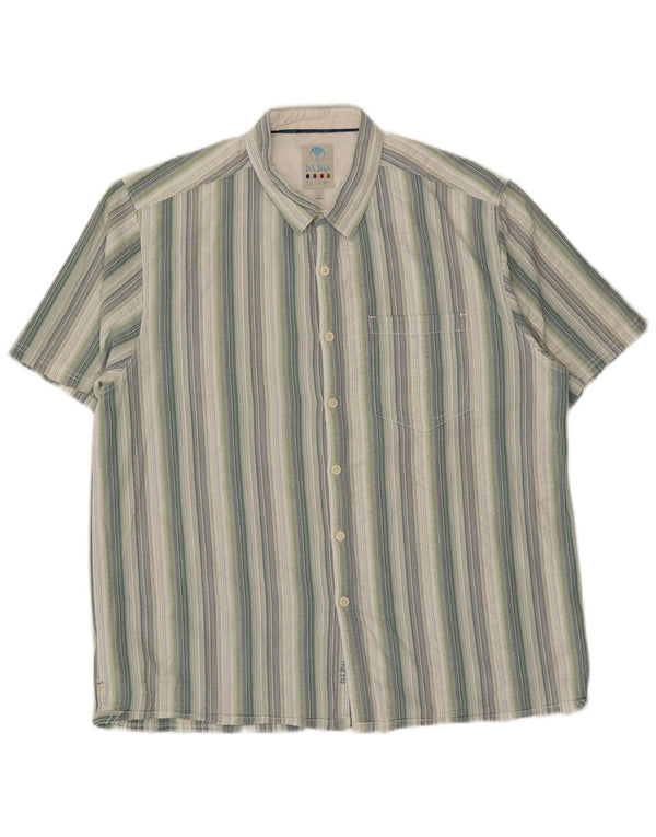 Camisa de manga corta para hombre Fat Face XL Algodón de rayas verdes