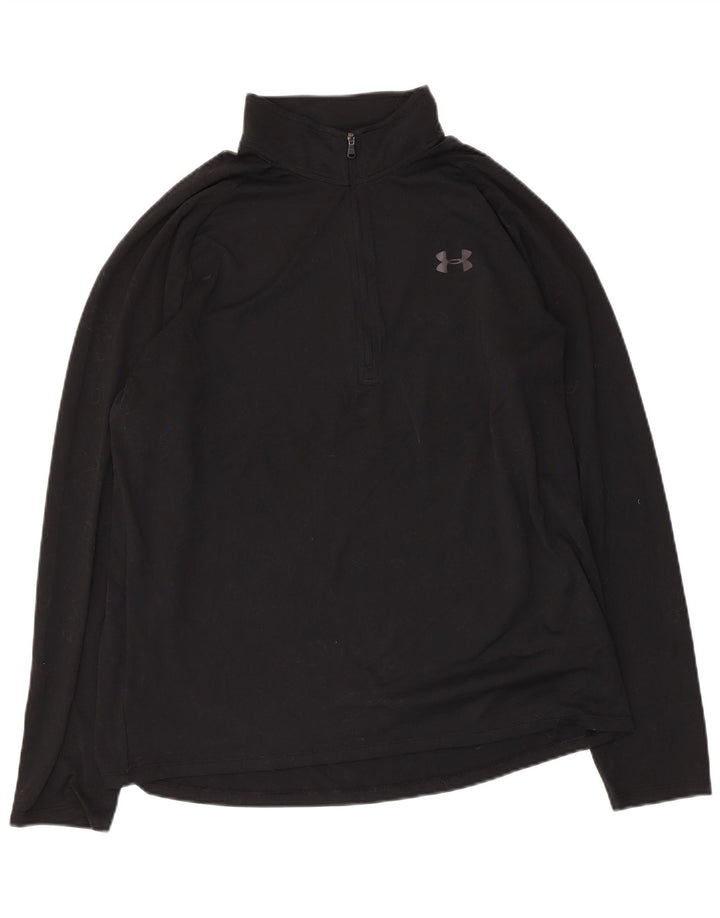 Under Armour Hombre Zip Neck Jersey Chándal Top Grande Poliéster Negro