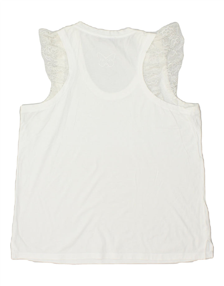 TWIN-SET Womens Vest Top UK 12 Medium White | Vintage Twin-Set | Thrift | Second-Hand Twin-Set | Used Clothing | Messina Hembry 
