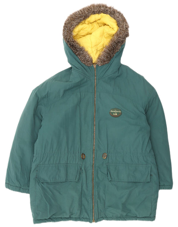 Vintage mujer con capucha Parka chaqueta Reino Unido 16 verde grande