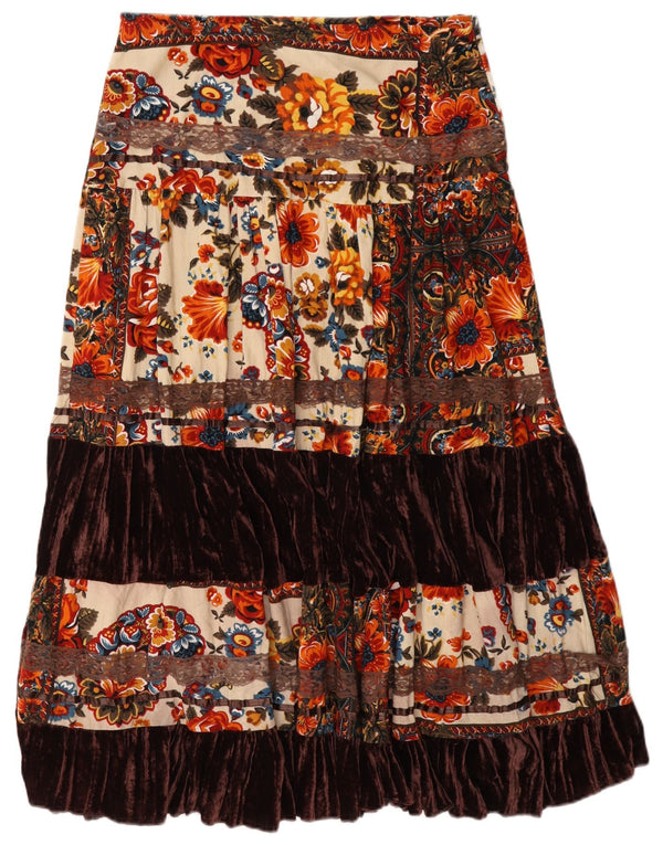 Vintage mujer falda escalonada W32 grande multicolor floral