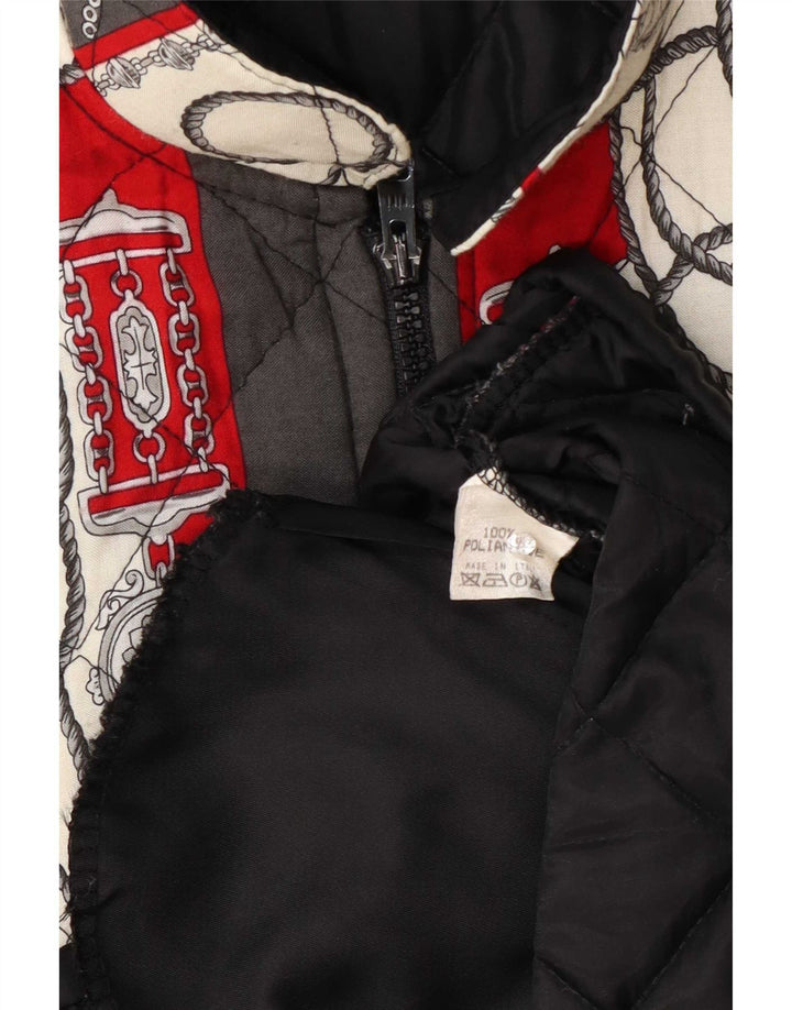 Vintage mujer patrón abstracto acolchado Gilet Reino Unido 14 grande multicolor