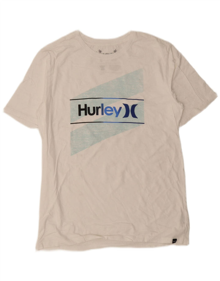 Hurley - Camiseta gráfica para hombre, talla pequeña, algodón blanco