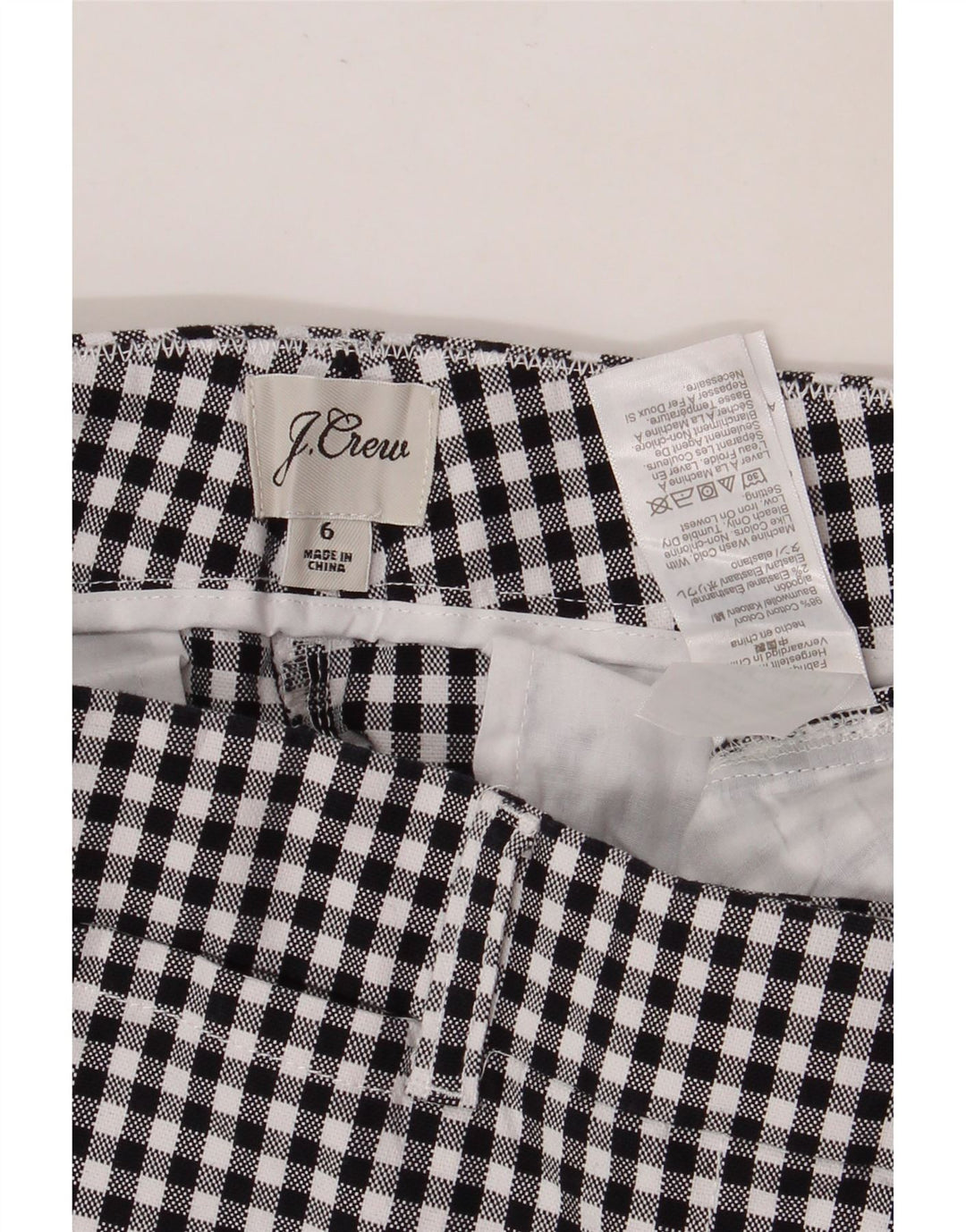 J. CREW Pantalones cortos chinos para mujer US 6 Medium W30 Algodón de cuadros negros