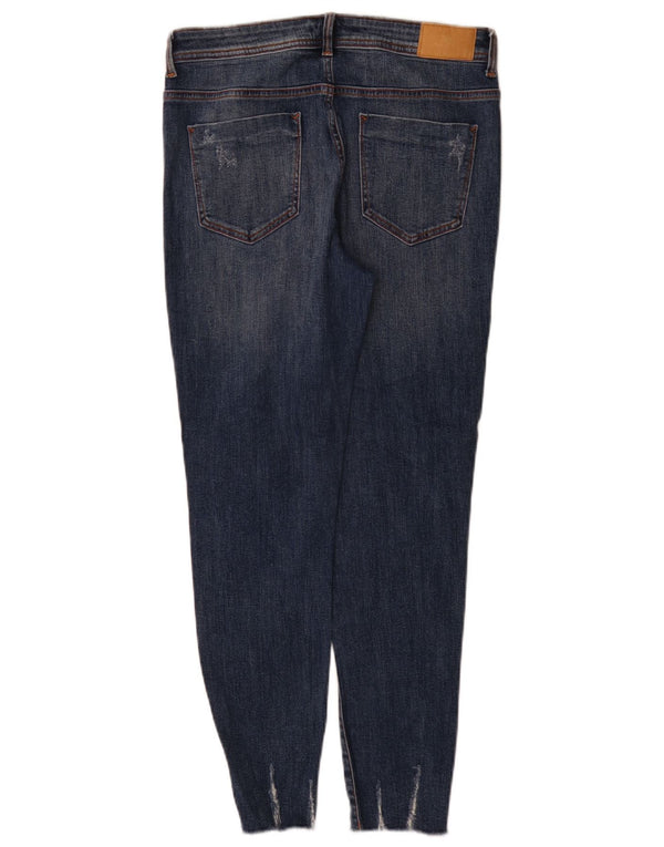 Zara Vaqueros pitillo desgastados para mujer EU 40 Medium W30 L28 Algodón azul