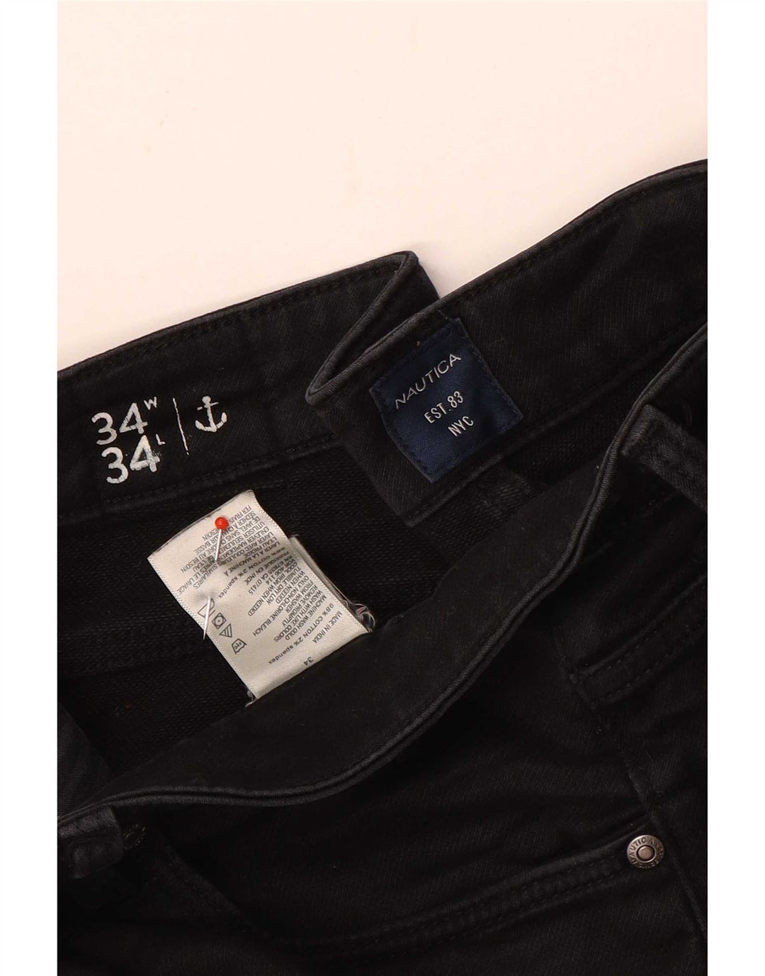 Nautica Vaqueros ajustados para hombre W34 L26 Algodón negro