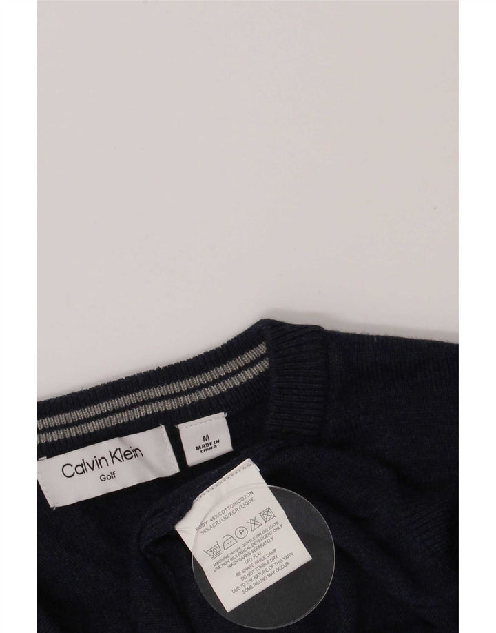 Calvin Klein - Jersey de golf con cuello en V para hombre, algodón azul marino mediano