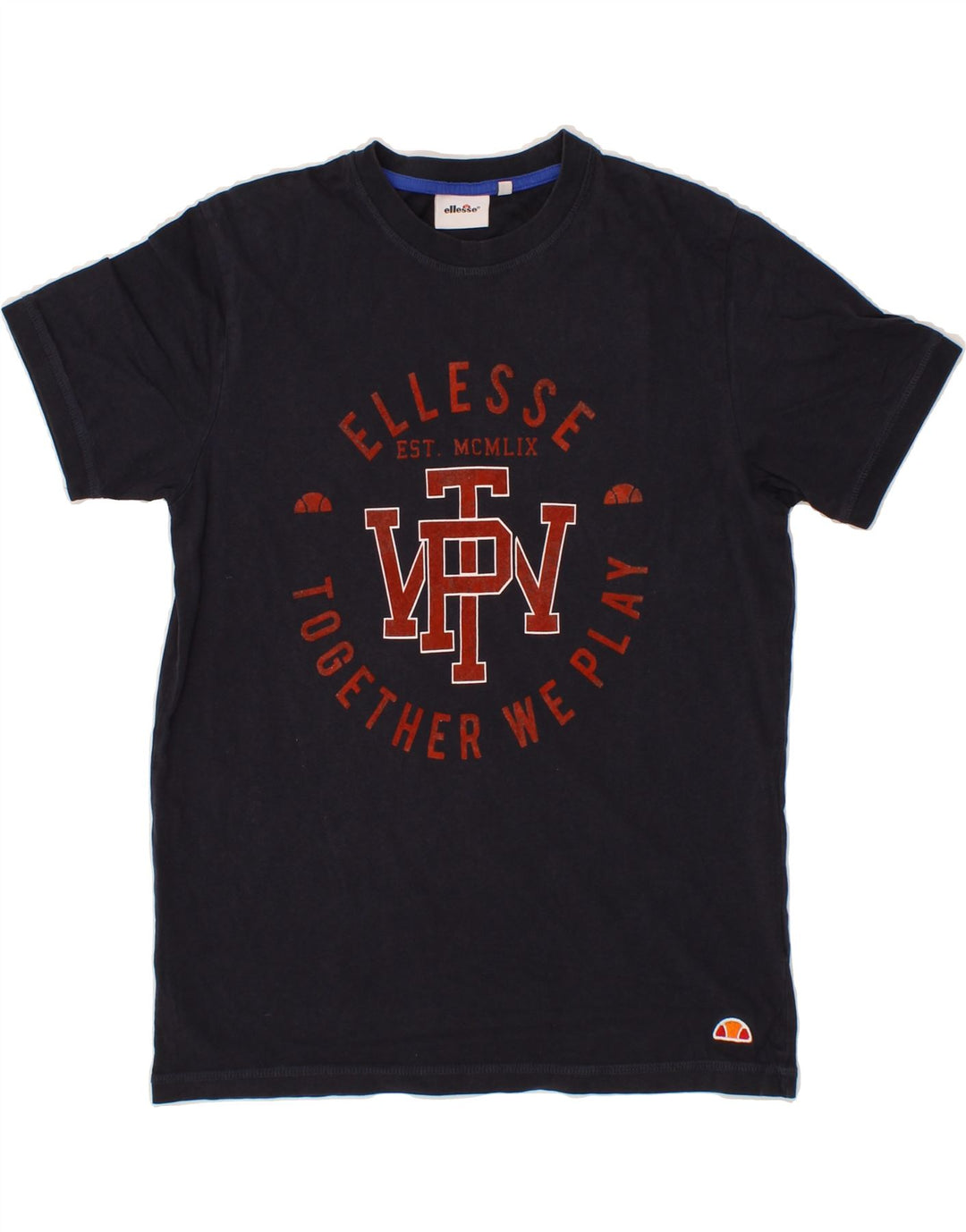 ELLESSE Mens Graphic T-Shirt Top Medium Navy Blue Vintage Ellesse and Second-Hand Ellesse from Messina Hembry 