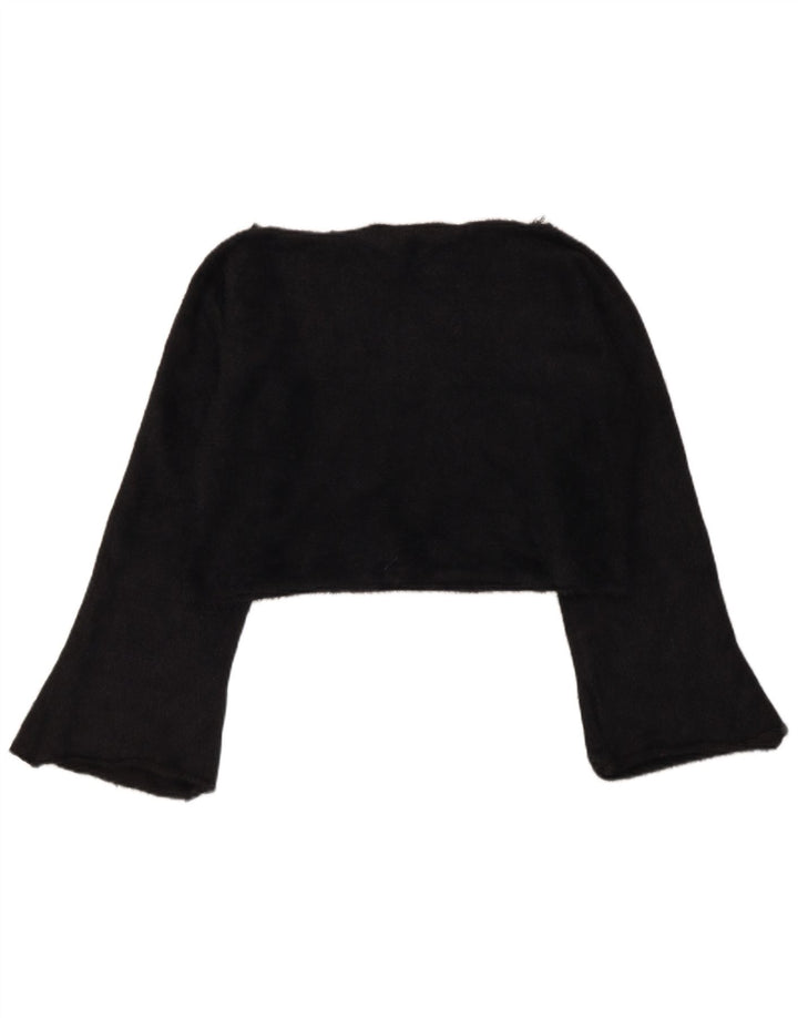 Zara Mujer Crop Top Manga Larga UK 44 Mediano Negro