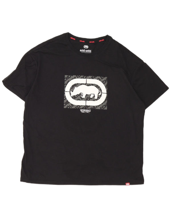 Ecko Unltd Camiseta gráfica para hombre Top grande de algodón negro