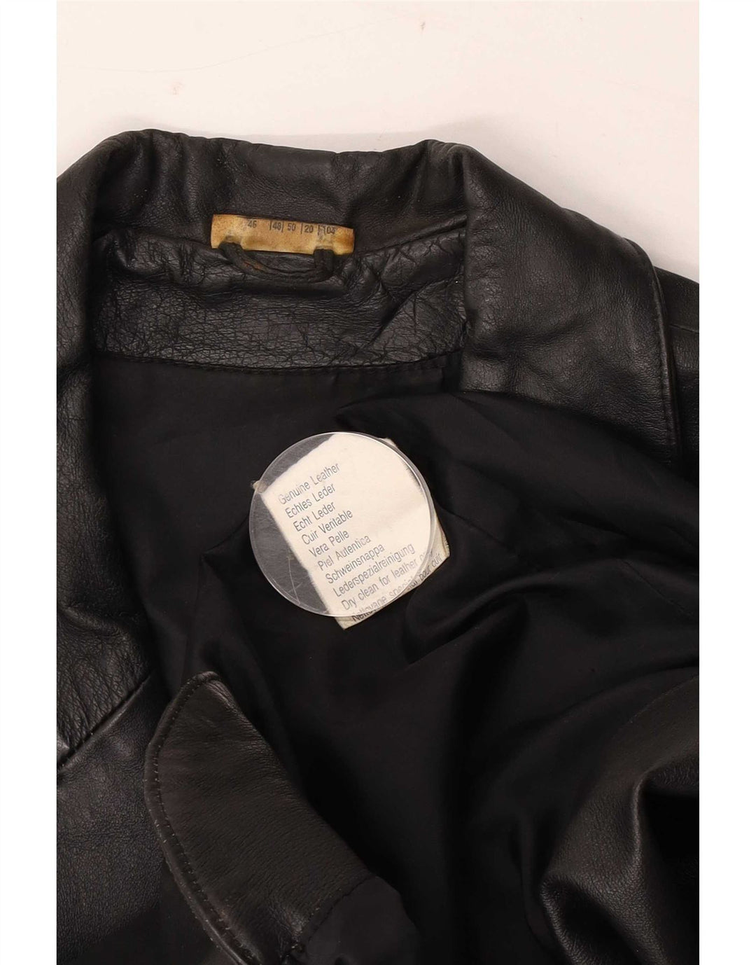 Vintage mujer 3 botones cuero Blazer chaqueta Reino Unido 20 2XL cuero negro