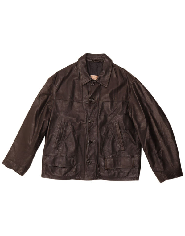 VINTAGE Chaqueta de cuero para hombre Reino Unido 40 Cuero negro grande