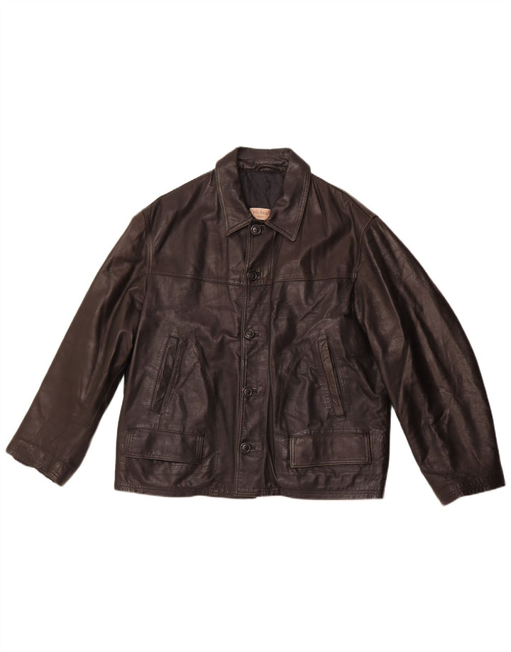 VINTAGE Chaqueta de cuero para hombre Reino Unido 40 Cuero negro grande