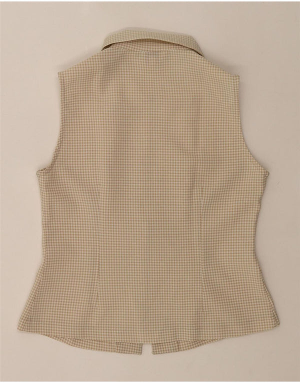 Redok Blusa sin mangas para mujer UK 42 Medio Beige Gingham Poliéster