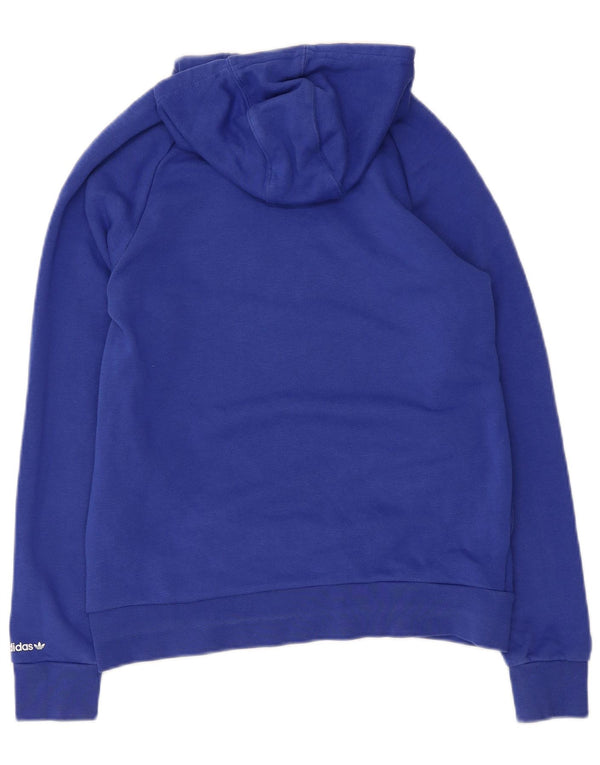 Adidas - Sudadera con capucha para niña, diseño gráfico, 13-14 años, algodón azul