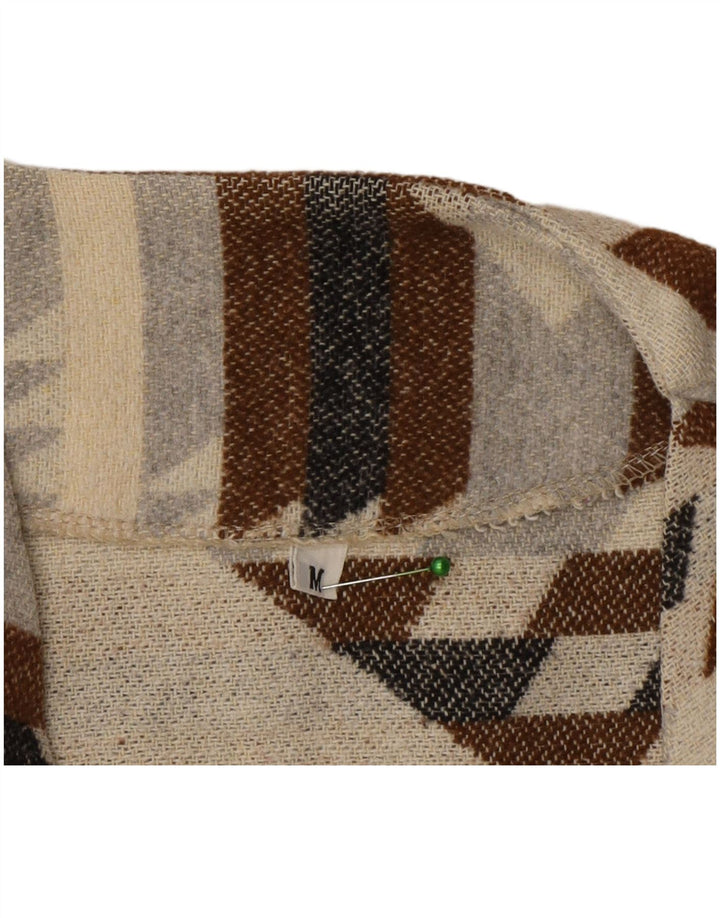 Vintage hombres Cardigan suéter medio multicolor geométrico azteca