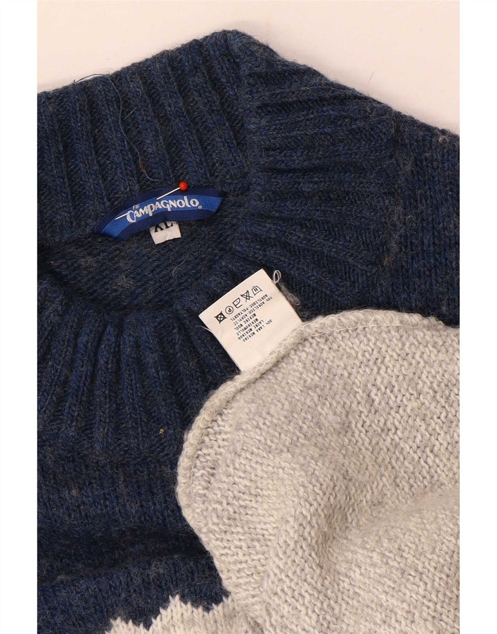 Campagnolo Jersey De Cuello Alto Para Hombre XL Lana Fair Isle Multicolor