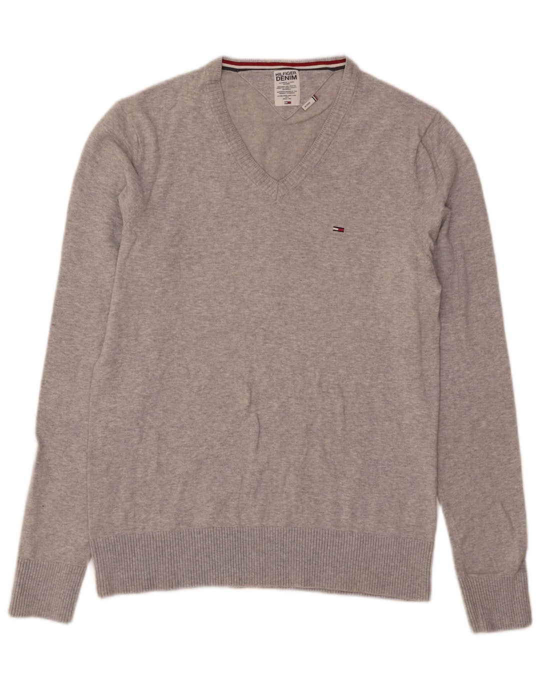Tommy Hilfiger Jersey con cuello en V para hombre de algodón moteado gris medio