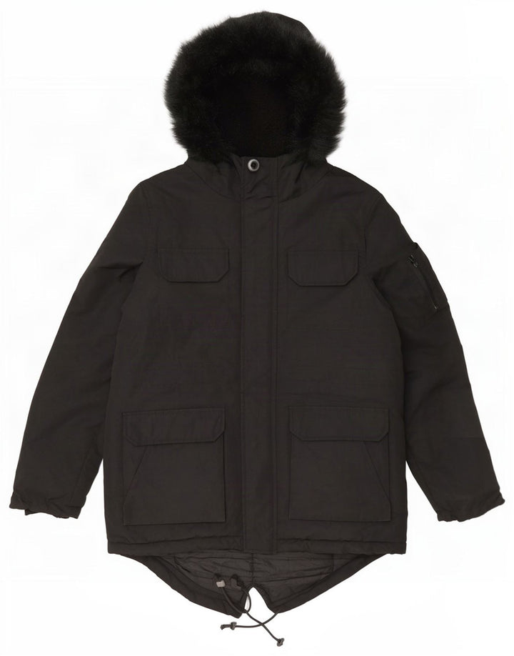 Bellfield Chaqueta Parka con Capucha para Hombre UK 38 Medium Negro Poliéster