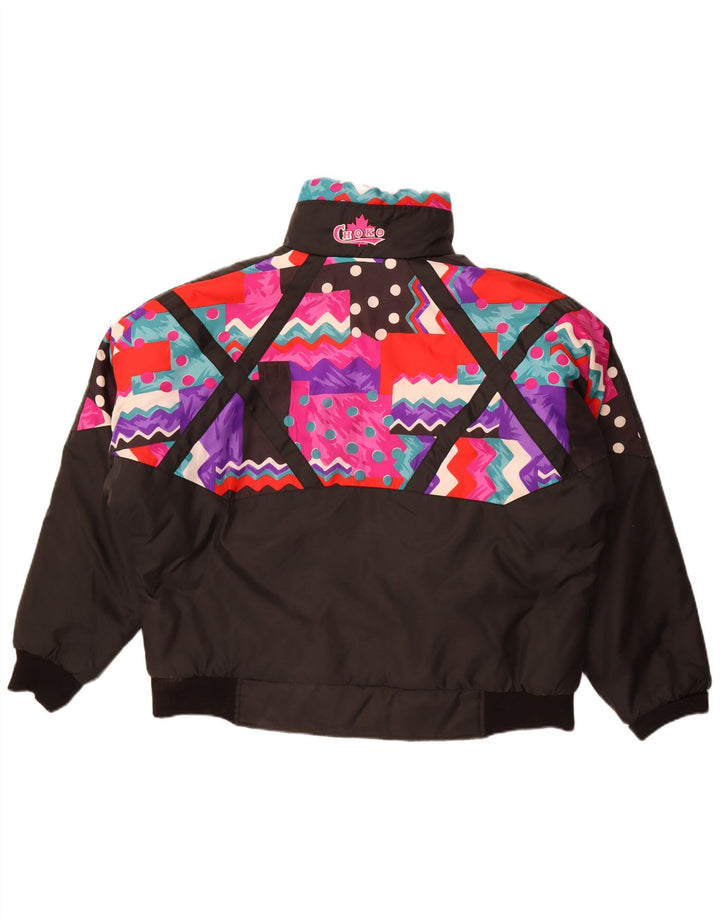 Choko Chaqueta acolchada de gran tamaño para mujer Reino Unido 16 Grande Negro Geométrico Retro