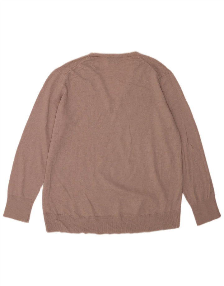 Massimo Dutti Jersey Cuello Pico Lana Marrón Medio Hombre