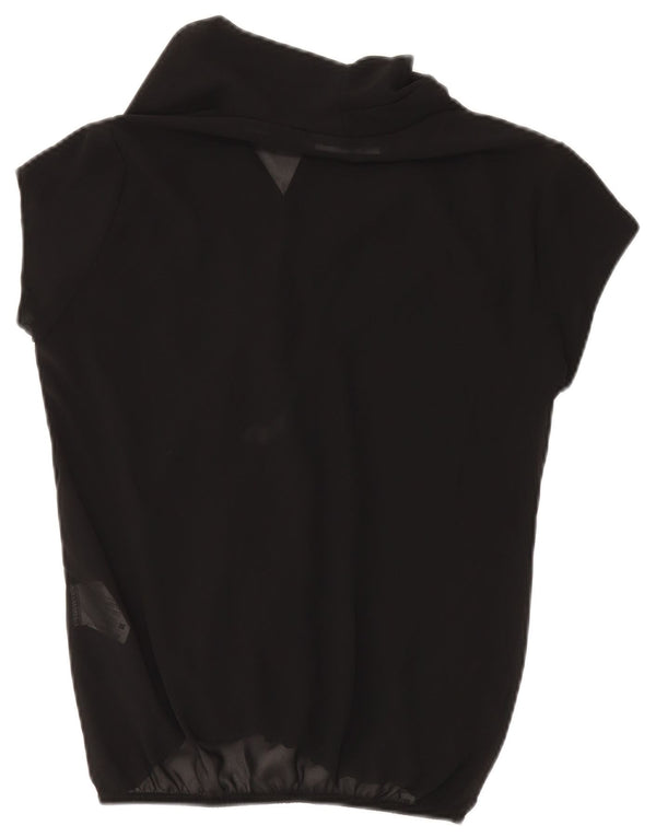 Sandro Ferrone Blusa transparente para mujer Top UK 10 Small Poliéster negro