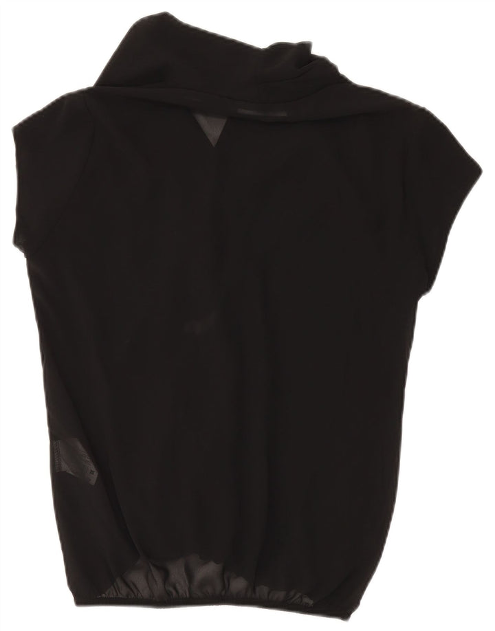Sandro Ferrone Blusa transparente para mujer Top UK 10 Small Poliéster negro
