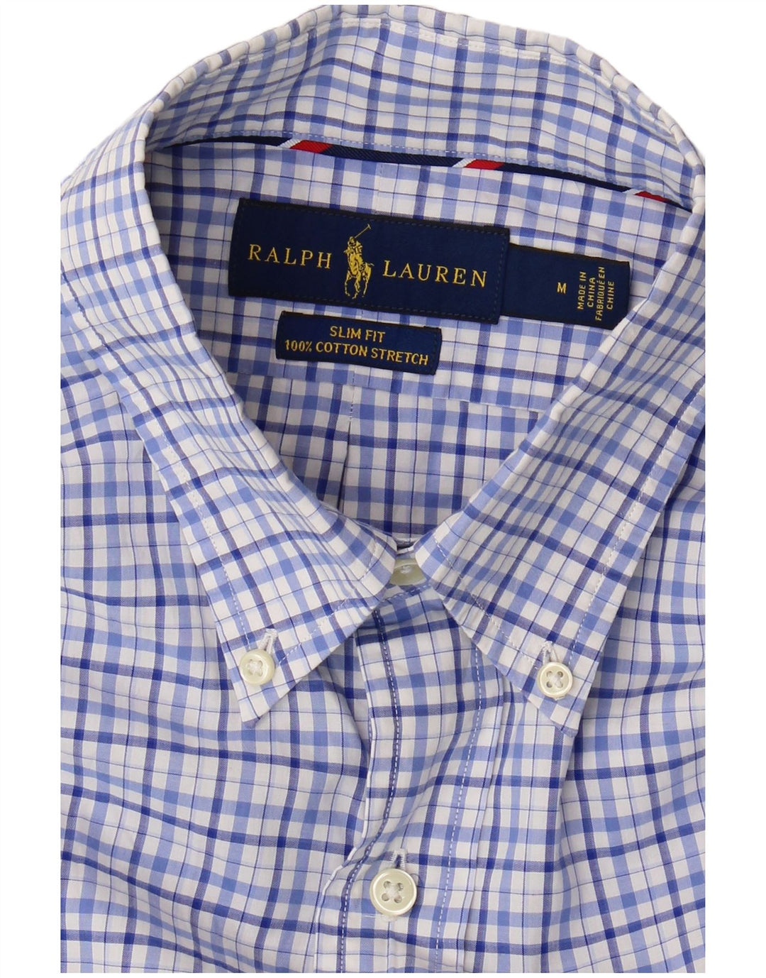 Camisa Ralph Lauren Hombre Slim Fit Algodón A Cuadros Azul Medio