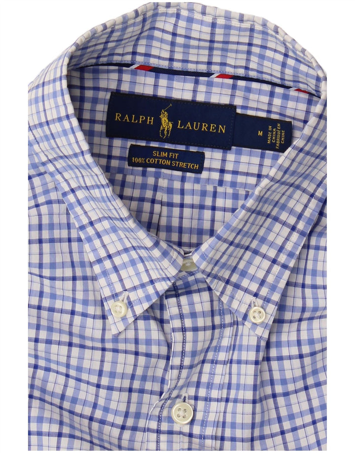Camisa Ralph Lauren Hombre Slim Fit Algodón A Cuadros Azul Medio