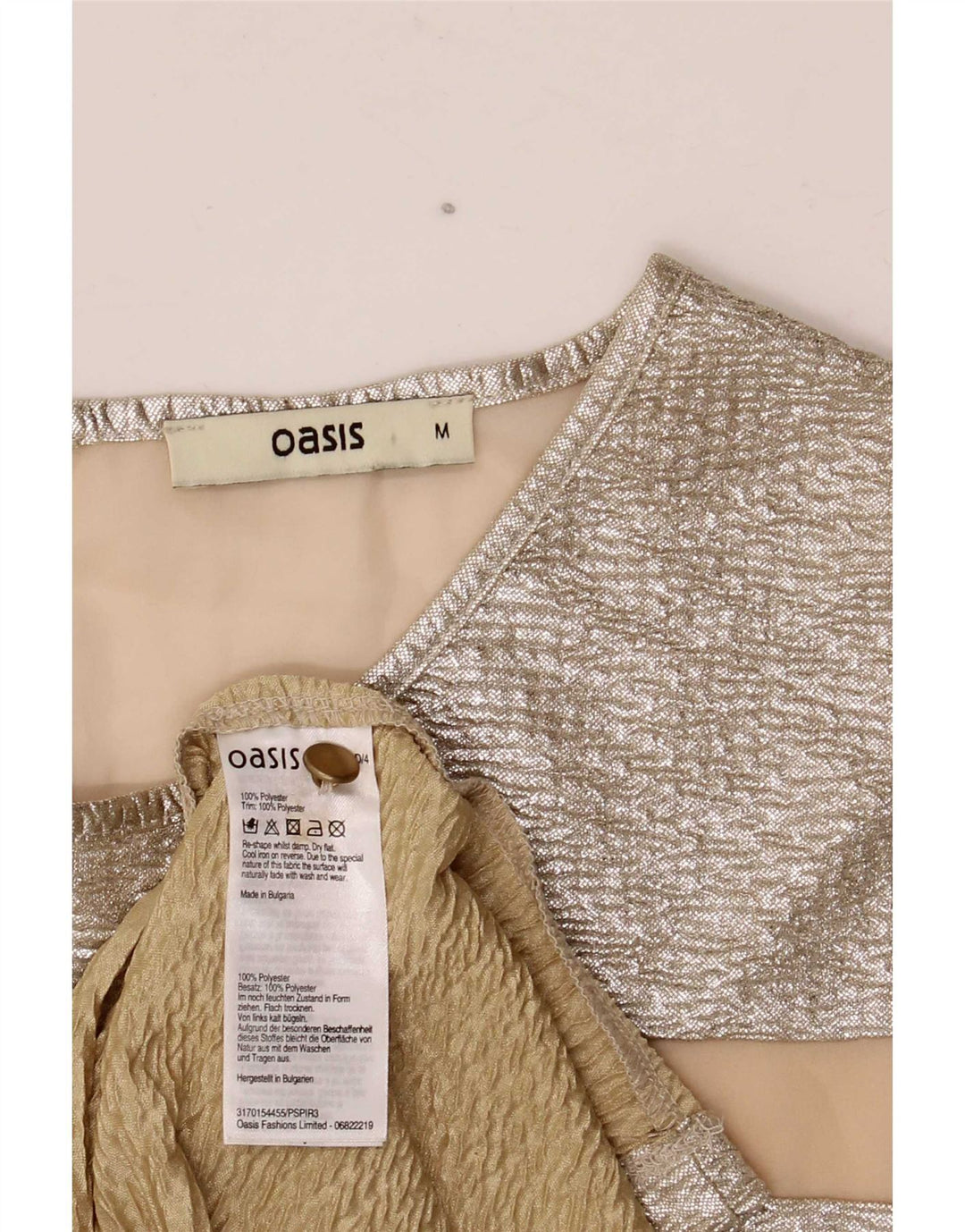 Oasis Vestido tubo para mujer UK 42 Poliéster Chevron plateado mediano