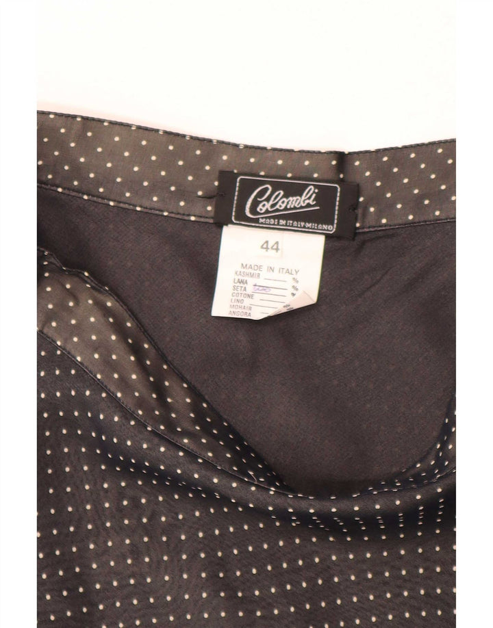 Vintage mujer A-Line falda IT 44 Medio W28 Seda manchada negra