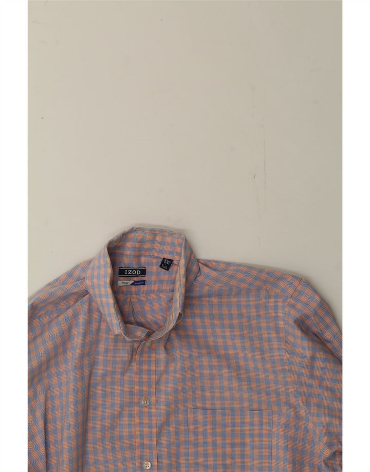 IZOD Mens Regular Fit Shirt Size 16 1/2 Large Orange Check Cotton Vintage Izod and Second-Hand Izod from Messina Hembry 