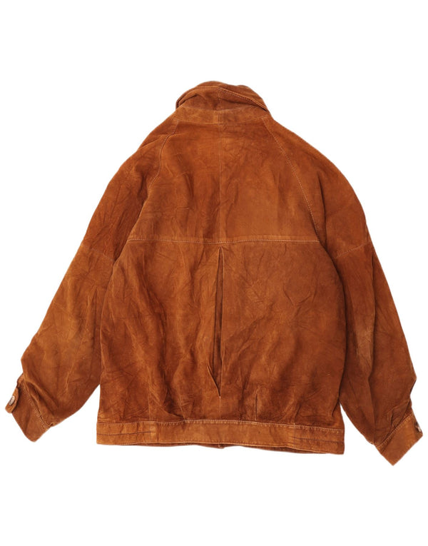 Chaqueta de ante vintage para hombre IT 54 2XL cuero marrón