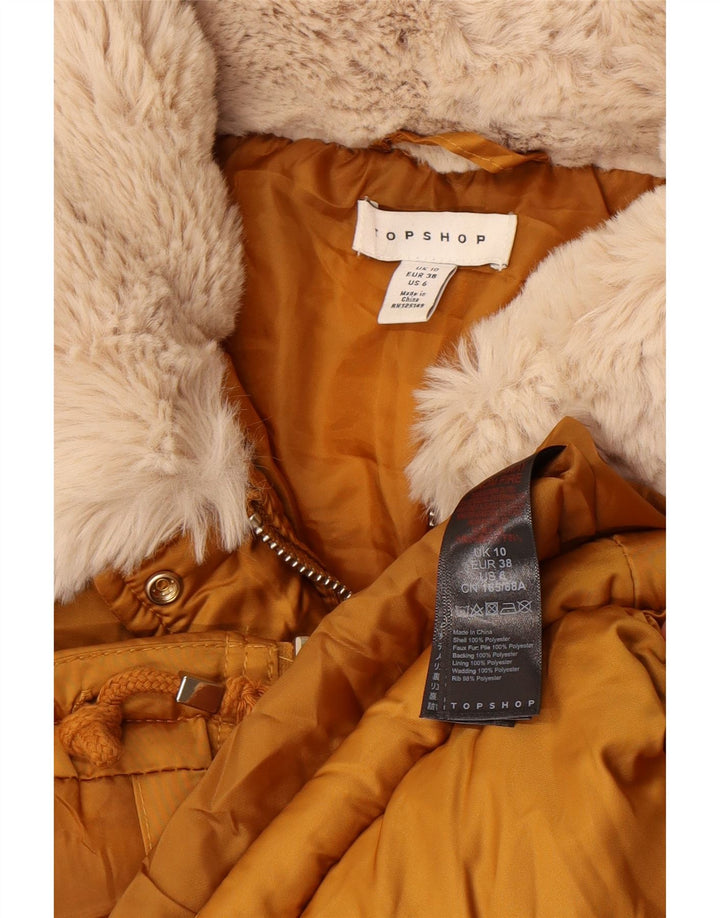 Topshop Chaqueta acolchada extragrande corta para mujer UK 10 Small Poliéster amarillo