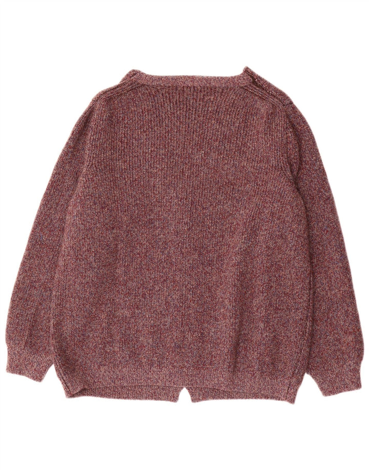 Vintage Mens Cardigan Suéter IT 50 Lana Púrpura Mediana