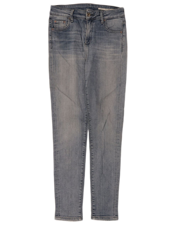 Zara Jeans Cortos De Tiro Alto Para Mujer EU 38 XS W26 L28 Azul