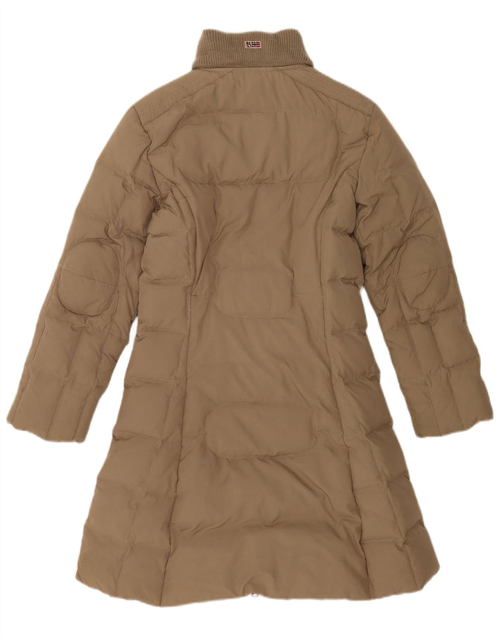 Napapijri Abrigo acolchado para mujer UK 40 Small Marrón Poliéster