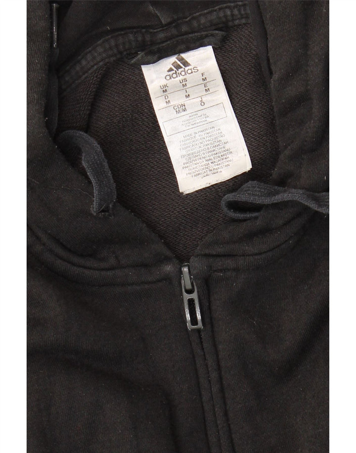 Adidas - Sudadera con capucha y cremallera para hombre, algodón negro mediano