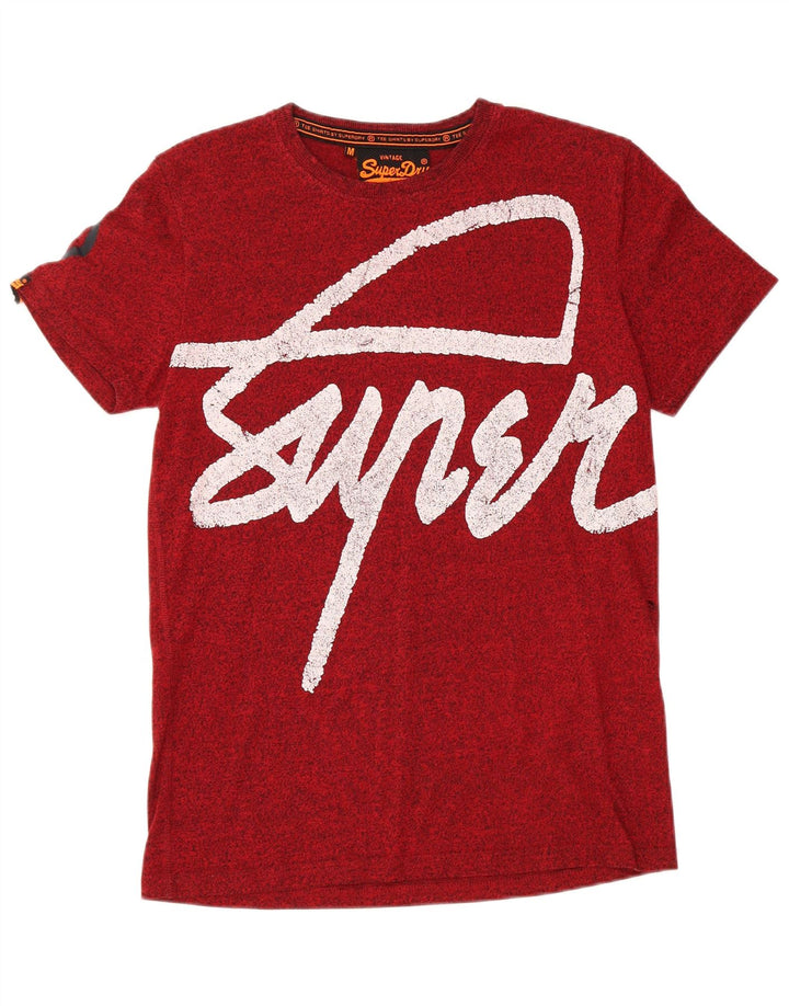 SUPERDRY Camiseta gráfica para hombre Top mediano de algodón rojo
