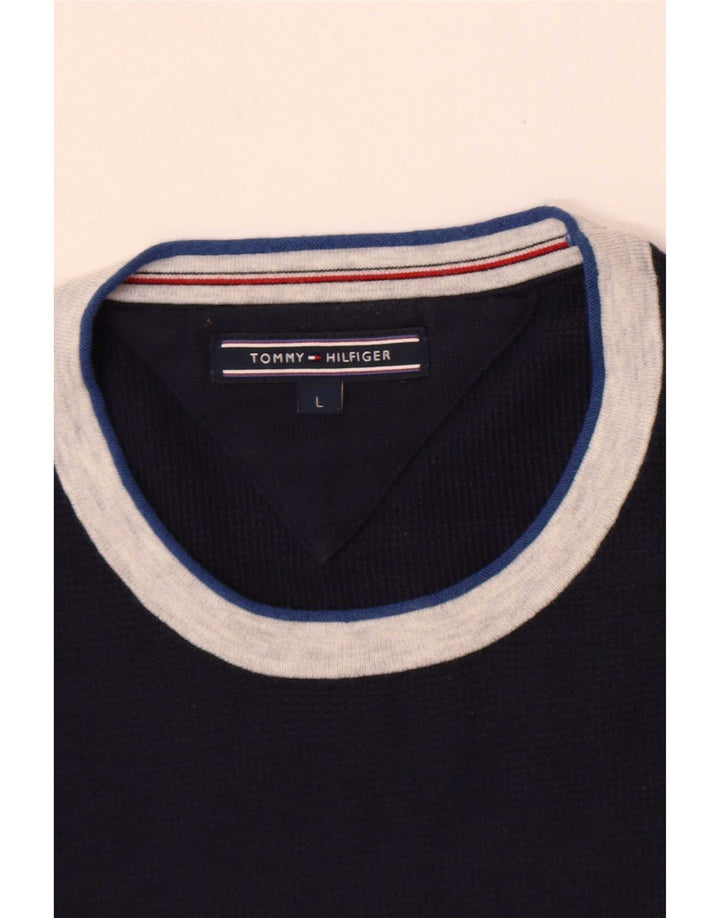 Tommy Hilfiger Top de hombre de manga larga con bloques de color azul marino grande