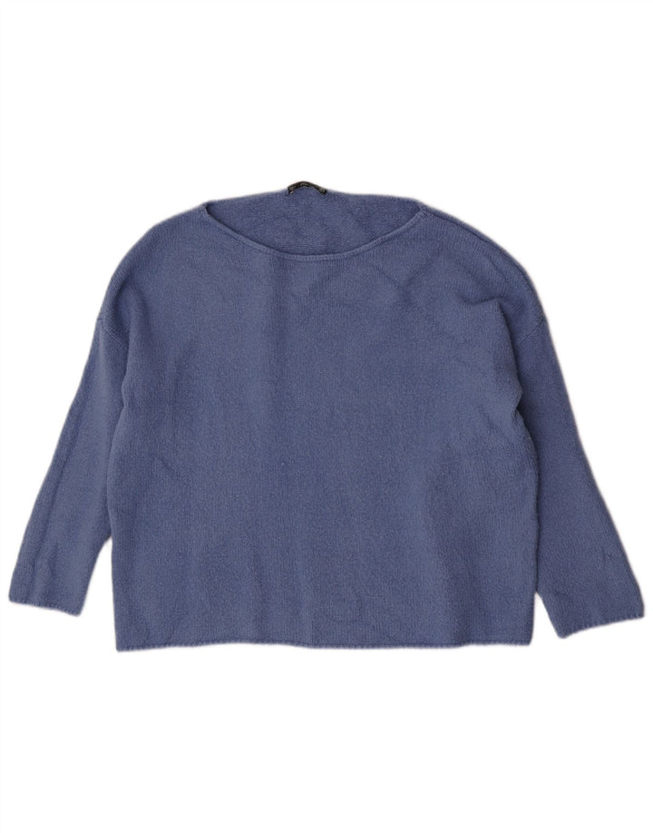 Zara - Jersey con cuello barco para mujer, talla 40, color azul medio